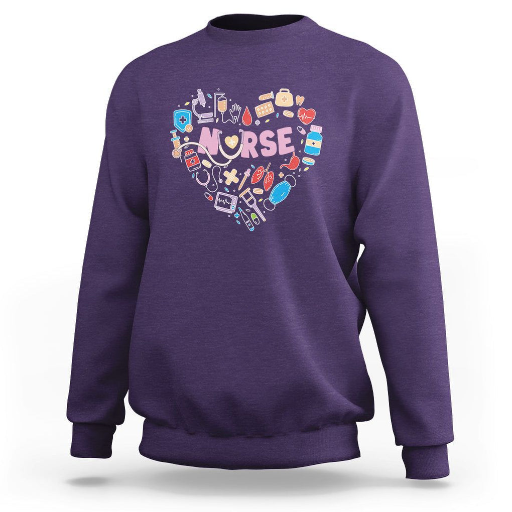 Nurse Life Sweatshirt Stethoscope Heart Nursing Appreciation Scrub Life TS02 Purple Printyourwear
