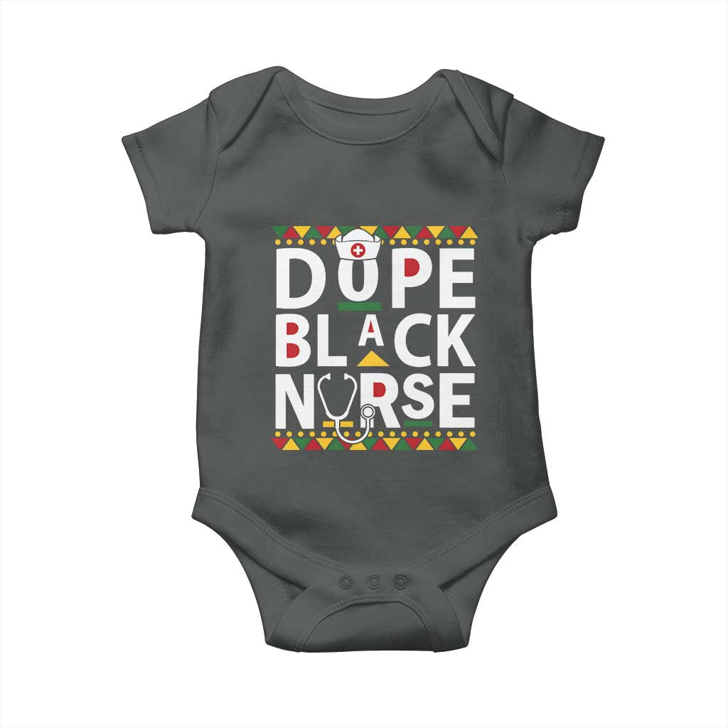 Dope Black Nurse Baby Onesie Proud Afro Melanin RN TS02 Dark Heather Print Your Wear