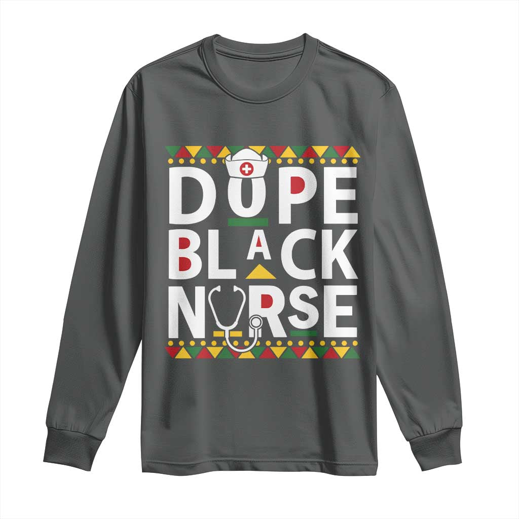 Dope Black Nurse Long Sleeve Shirt Proud Afro Melanin RN TS02 Dark Heather Print Your Wear