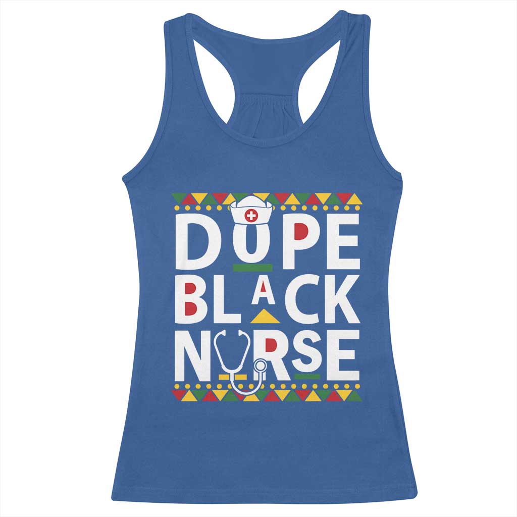 Dope Black Nurse Racerback Tank Top Proud Afro Melanin RN TS02 Royal Blue Print Your Wear