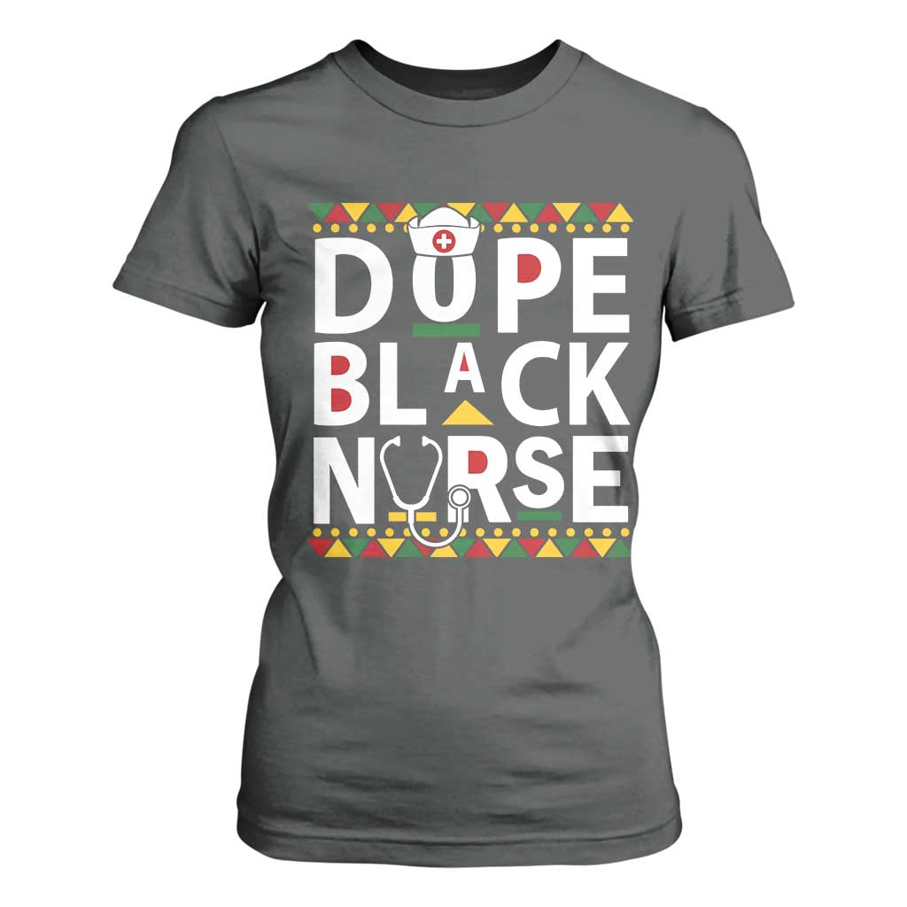 Dope Black Nurse T Shirt For Women Proud Afro Melanin RN TS02 Dark Heather Print Your Wear