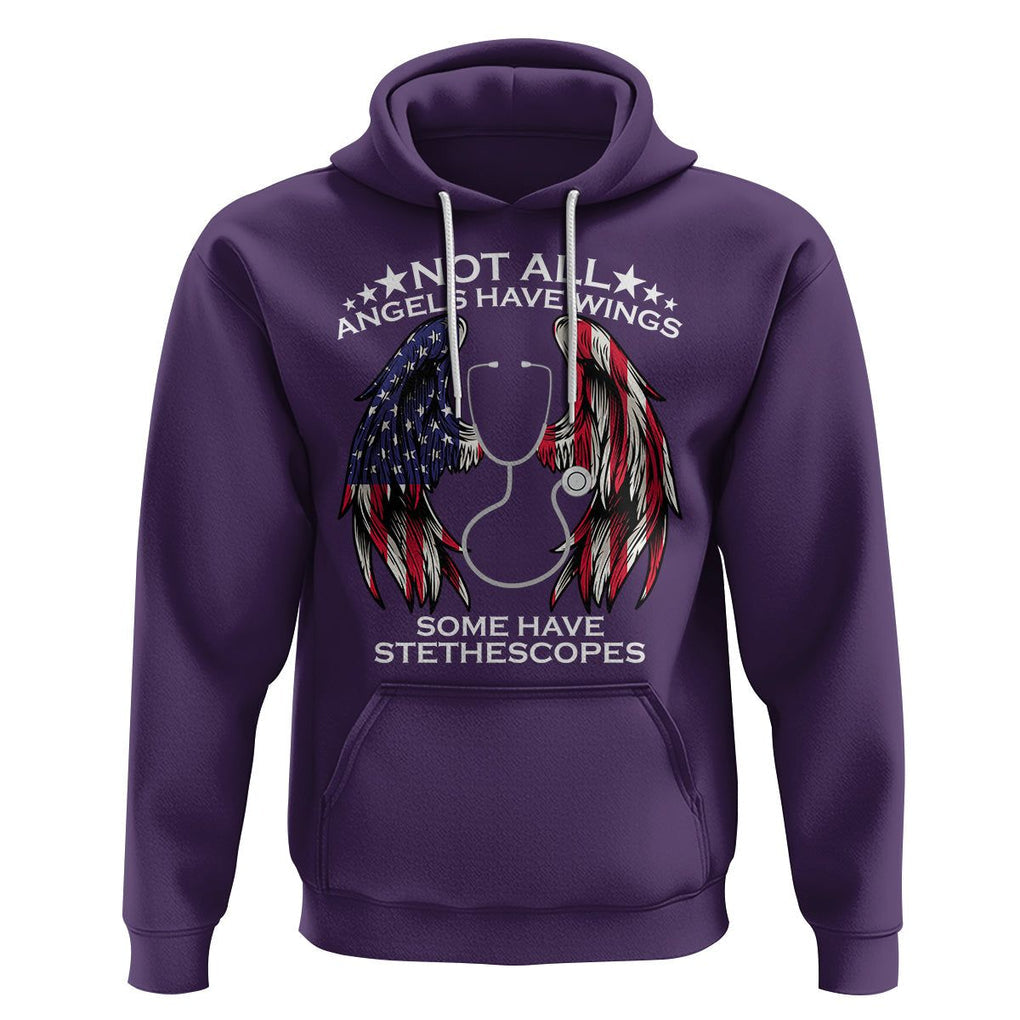 Nurse Appreciation Hoodie Not All Angels Have Wings Some Have Stethoscopes American Flag Angel Wings TS02 Purple Printyourwear