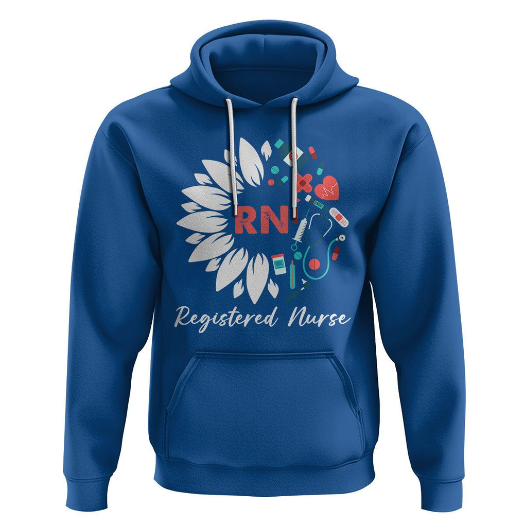 Registered Nurse Hoodie RN Pride Scrub Life Empowering Caregivers Sunflower TS02 Royal Blue Printyourwear