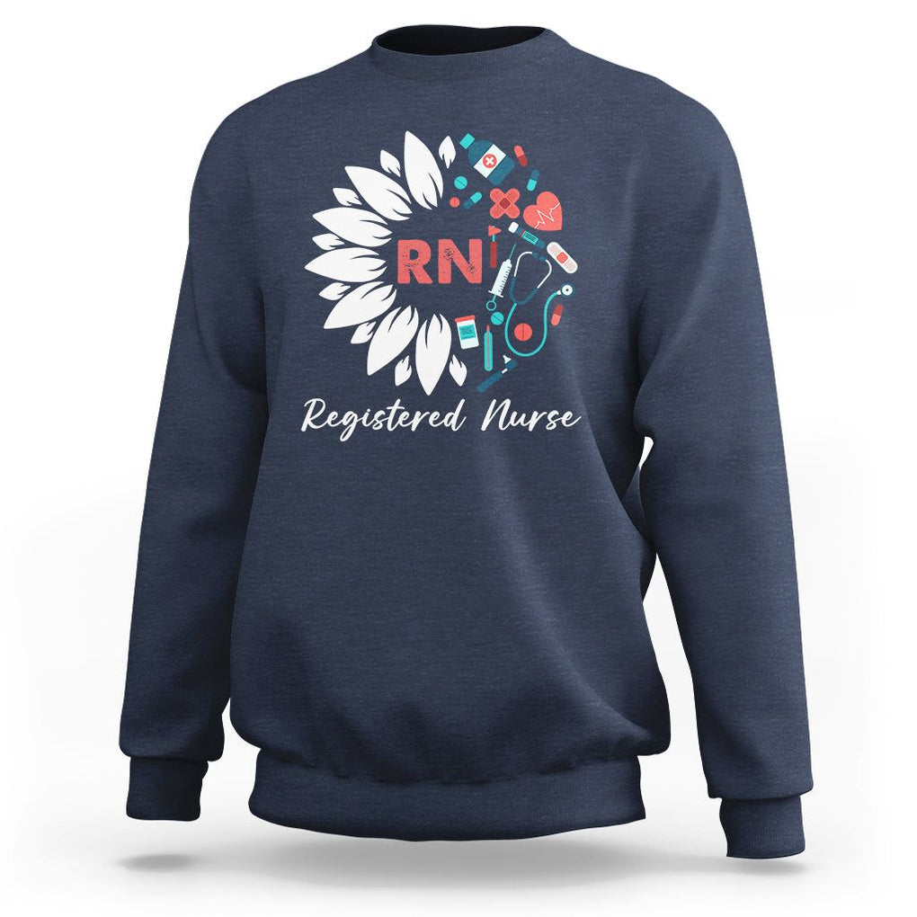 Registered Nurse Sweatshirt RN Pride Scrub Life Empowering Caregivers Sunflower TS02 Navy Printyourwear
