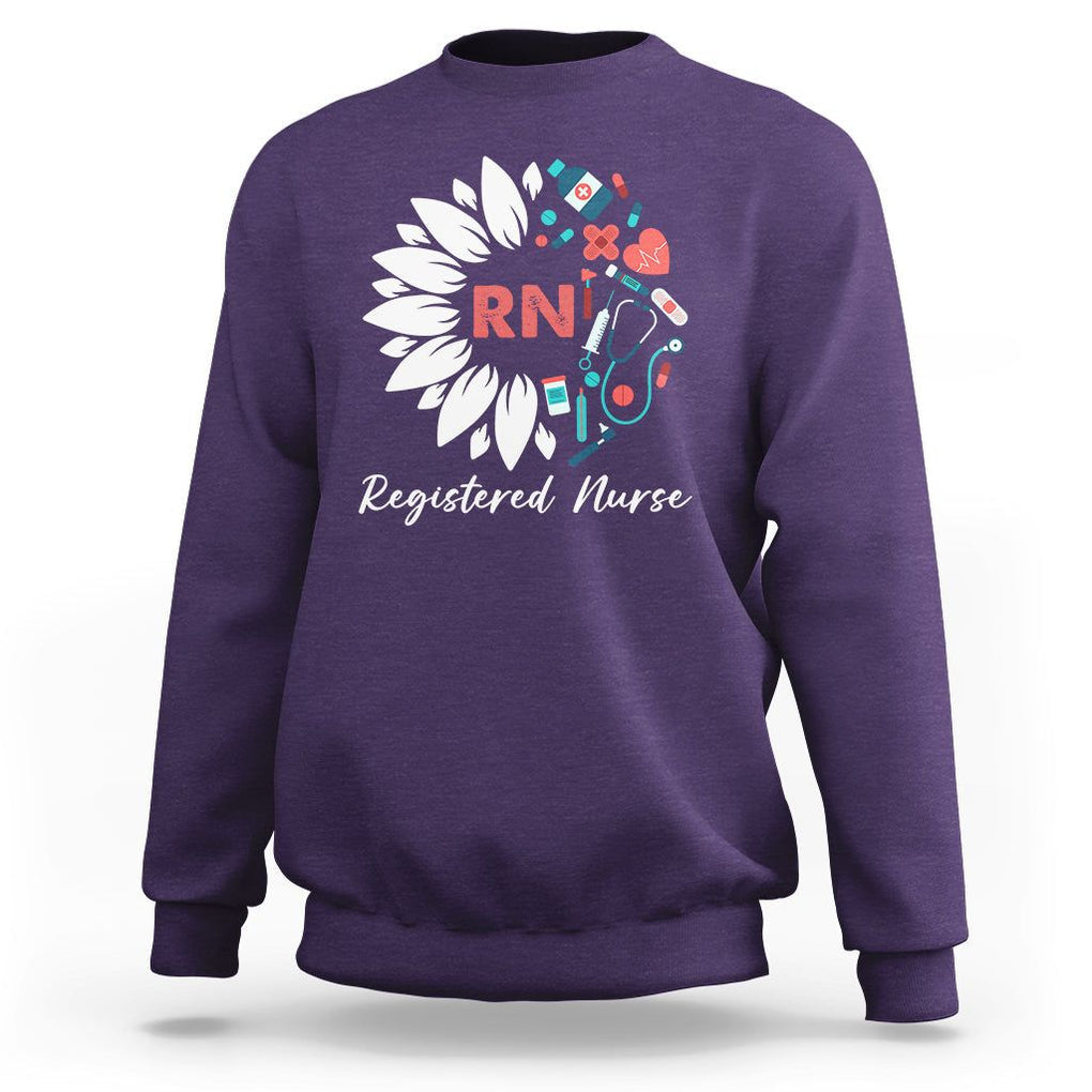 Registered Nurse Sweatshirt RN Pride Scrub Life Empowering Caregivers Sunflower TS02 Purple Printyourwear