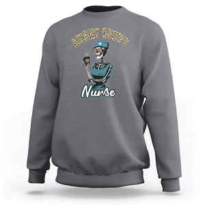 Funny Nurse Sweatshirt Funny Night Shift Nurse Skeleton Nurse Halloween RN Nurses Pride, Scrub Life, Nurse Life Pride, Nurse Appreciation Gift for Nurse Week TS02 Charcoal Printyourwear