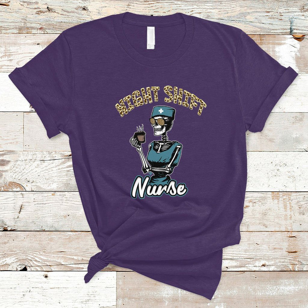Funny Nurse T Shirt Funny Night Shift Nurse Skeleton Nurse Halloween RN Nurses Pride, Scrub Life, Nurse Life Pride, Nurse Appreciation Gift for Nurse Week TS02 Purple Printyourwear