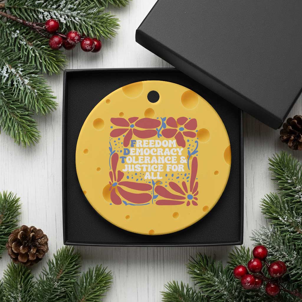 Subtle FDT Ceramic Ornament Freedom Democracy Tolerence and Justice For All TS02 1pc Yellow Cheese Print Your Wear
