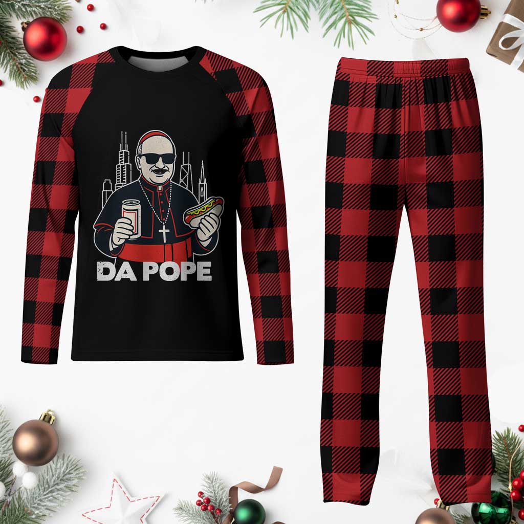 Funny Da Pope Chicago Hot Dog Plaid Pajama Set 267th Pope Leo XIV TS02 Buffalo Plaid Print Your Wear
