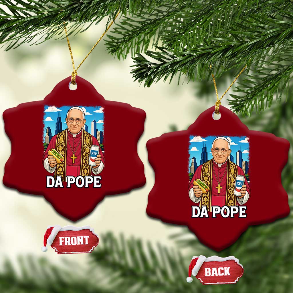 Funny Da Pope Leo XIV Ceramic Ornament 267th Pope Chicago Hot Dog and Beer TS02 Print Your Wear