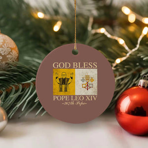 God Bless Pope Leo XIV Ceramic Ornament 267th Pope Vatican Flag TS02 1pc Mocha Print Your Wear
