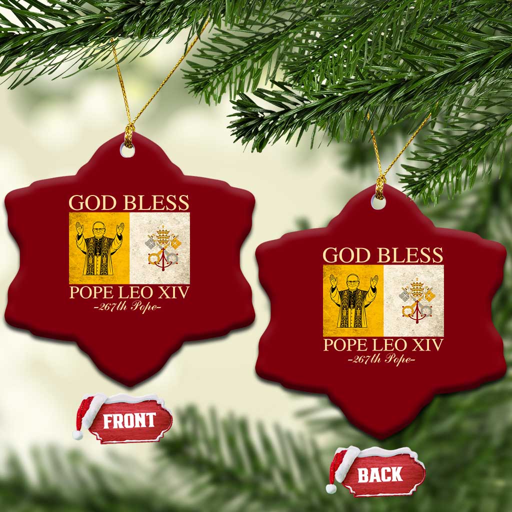 God Bless Pope Leo XIV Ceramic Ornament 267th Pope Vatican Flag TS02 Print Your Wear
