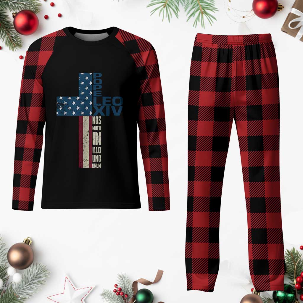 267th Pope Leo XIV Plaid Pajama Set Nos Multi In Illo Uno Unum American Cross TS02 Buffalo Plaid Print Your Wear