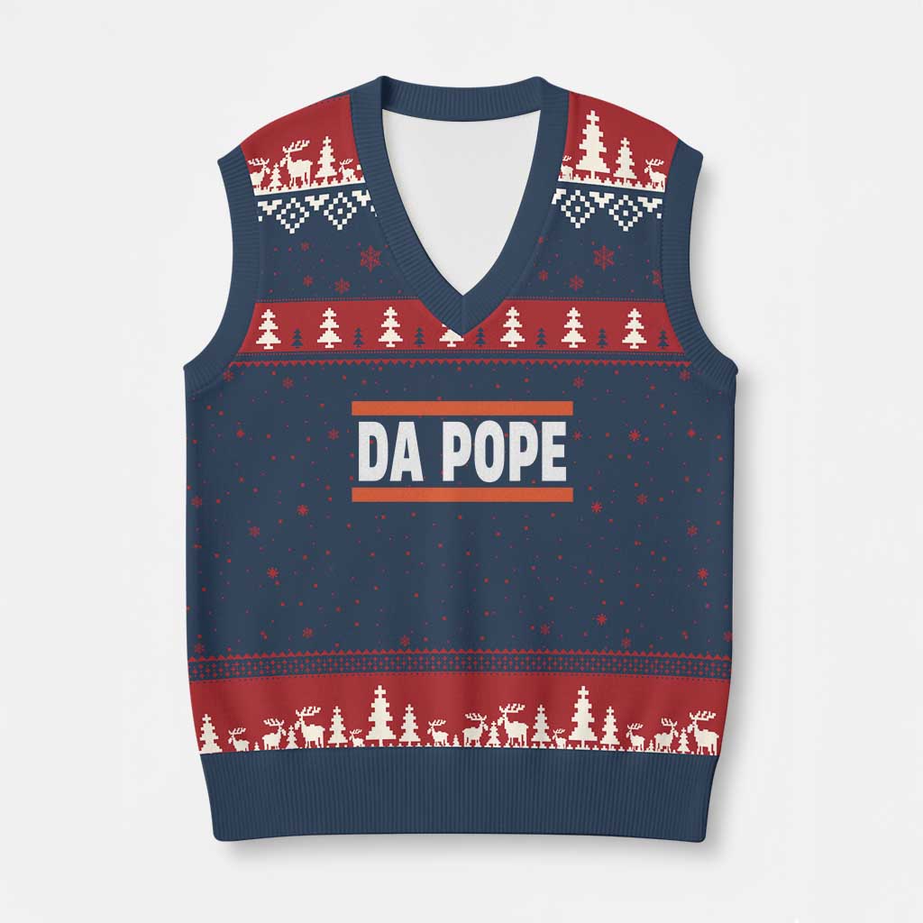 Da Pope Leo XIV V-Neck Knit Sweater Vest Cardinal Robert Francis Prevost 267th Pope TS02 Navy Red Print Your Wear
