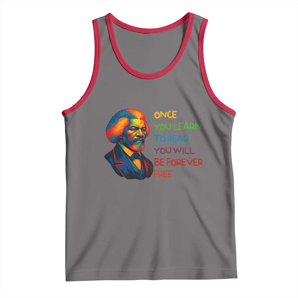 Frederick Douglass Inspirational Tank Top Learn to Read Be Forever Free Black Leader TS02 Deep Heather Red Print Your Wear