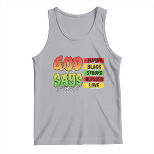 God Says I Am Tank Top Juneteenth Faith Black Excellence Affirmation Pan-African Colors TS02 Athletic Heather Print Your Wear