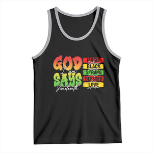 God Says I Am Tank Top Juneteenth Faith Black Excellence Affirmation Pan-African Colors TS02 Black Athletic Heather Print Your Wear