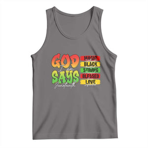 God Says I Am Tank Top Juneteenth Faith Black Excellence Affirmation Pan-African Colors TS02 Deep Heather Print Your Wear