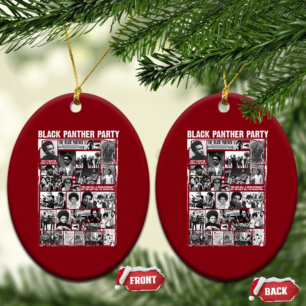 Black Panther Party Collage Ceramic Ornament Revolutionary Tribute to Huey P. Newton Movement Legacy TS02 Print Your Wear