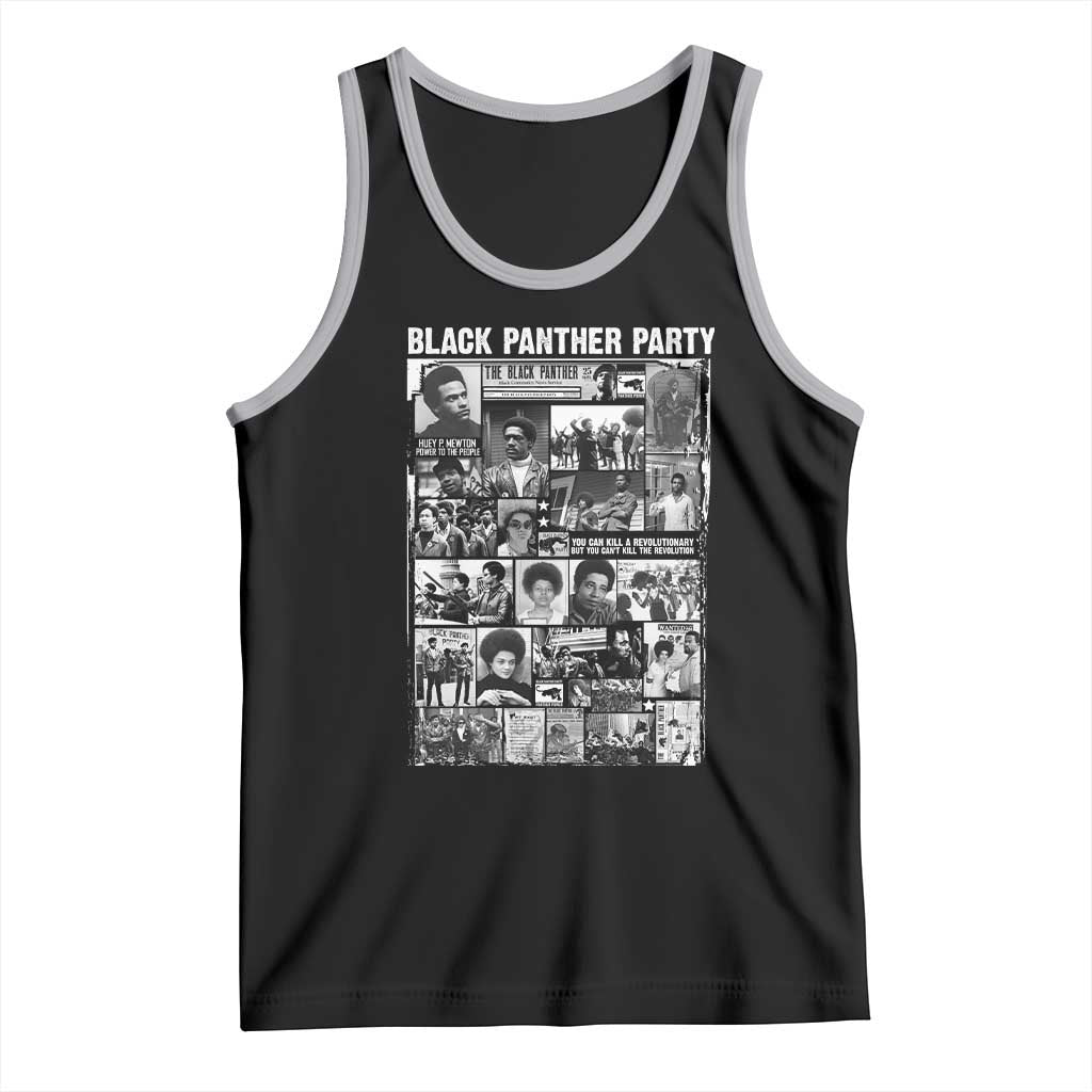Black Panther Party Collage Tank Top Revolutionary Tribute to Huey P. Newton Movement Legacy TS02 Black Athletic Heather Print Your Wear