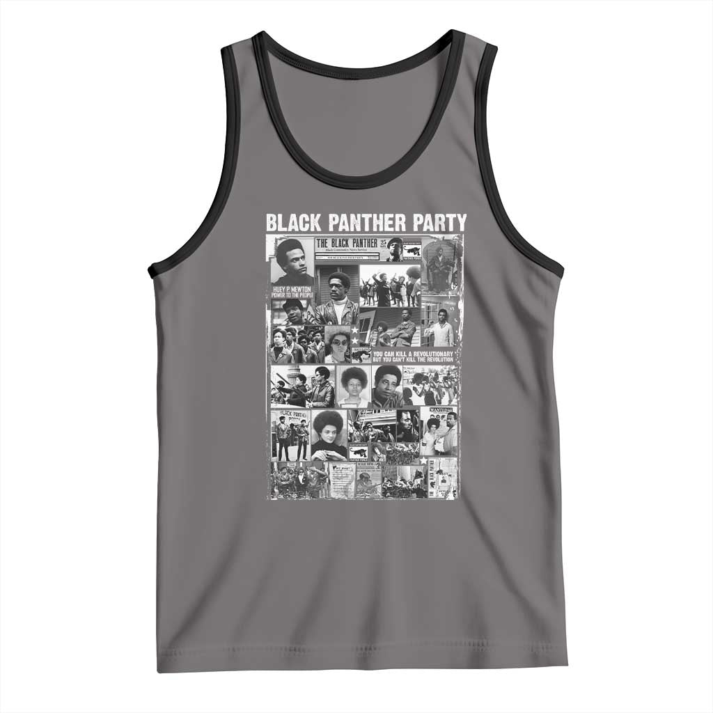 Black Panther Party Collage Tank Top Revolutionary Tribute to Huey P. Newton Movement Legacy TS02 Deep Heather Black Print Your Wear