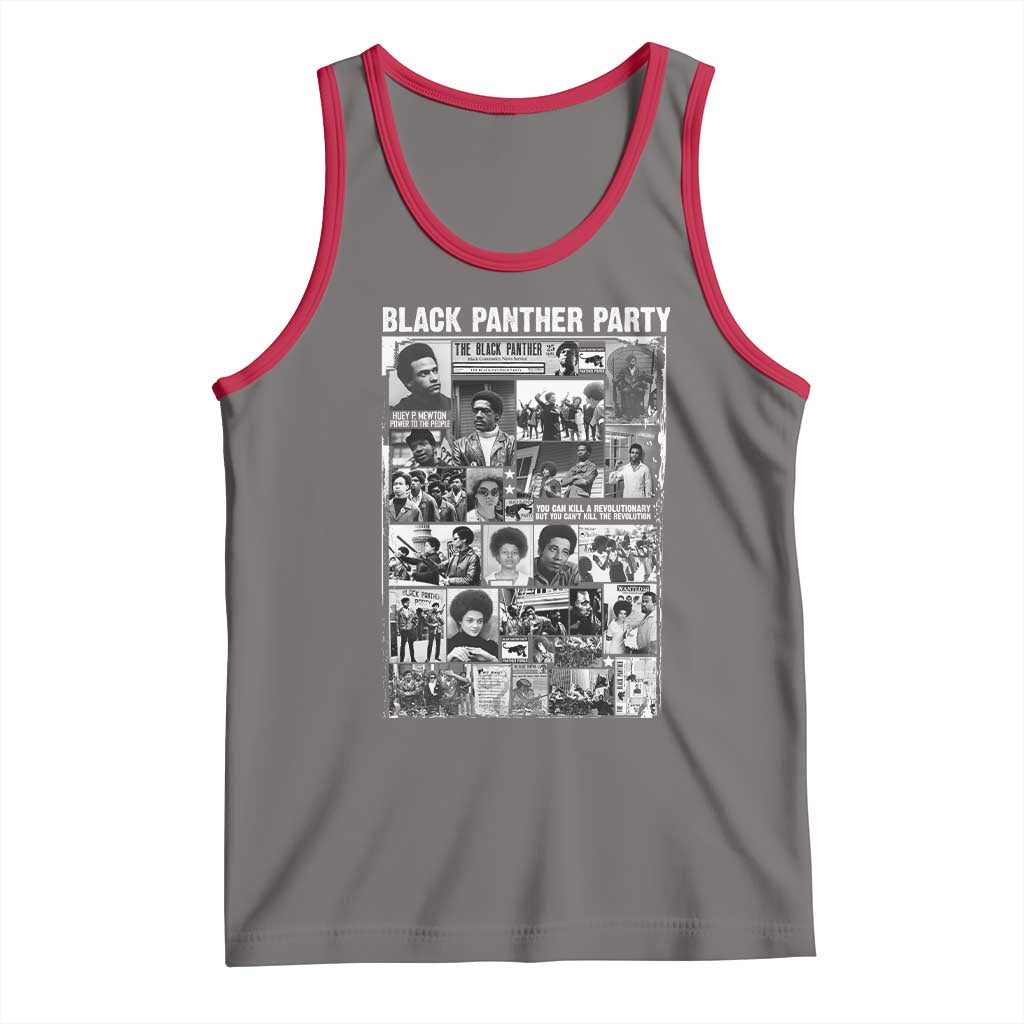 Black Panther Party Collage Tank Top Revolutionary Tribute to Huey P. Newton Movement Legacy TS02 Deep Heather Red Print Your Wear