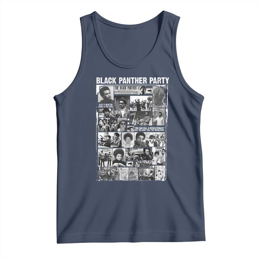 Black Panther Party Collage Tank Top Revolutionary Tribute to Huey P. Newton Movement Legacy TS02 Navy Print Your Wear