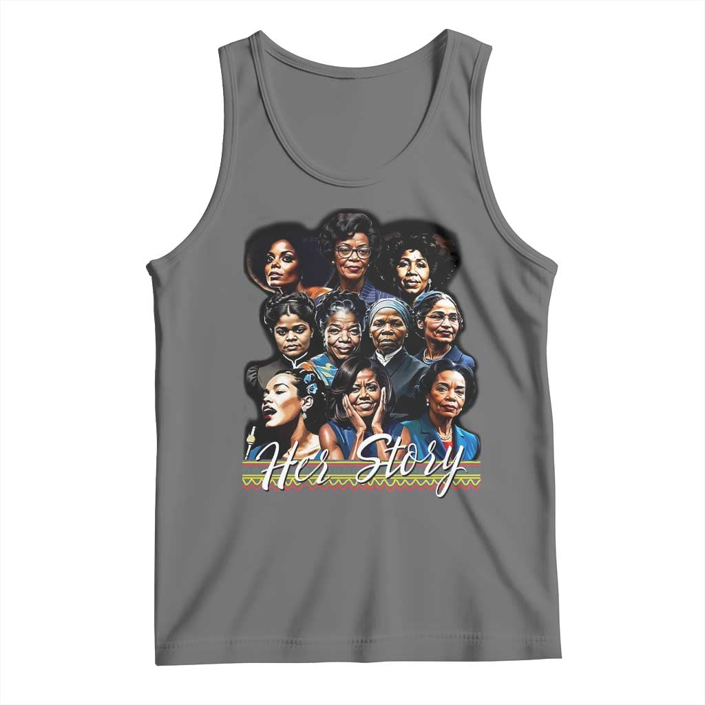 HerStory Tribute Tank Top Celebrating Legendary Black Women of History and Power TS02 Black Heather Print Your Wear