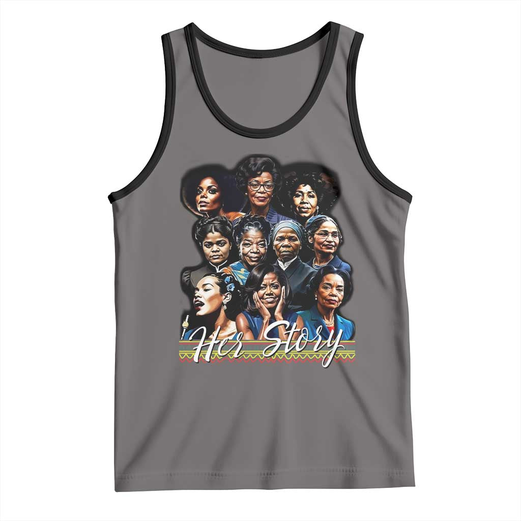 HerStory Tribute Tank Top Celebrating Legendary Black Women of History and Power TS02 Deep Heather Black Print Your Wear