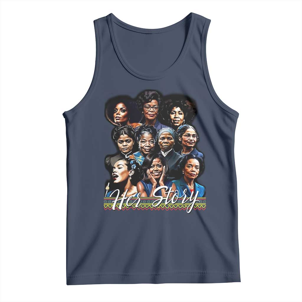 HerStory Tribute Tank Top Celebrating Legendary Black Women of History and Power TS02 Navy Print Your Wear