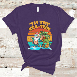 Tis The Sea-Sun Santa Beach Summer Season Christmas In July T Shirt TS02 Purple Printyourwear