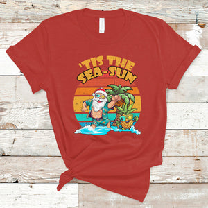 Tis The Sea-Sun Santa Beach Summer Season Christmas In July T Shirt TS02 Red Printyourwear