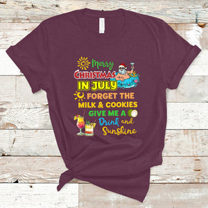 Merry Christmas In July Santa Summer Vacation Beach Party T Shirt TS02 Maroon Printyourwear