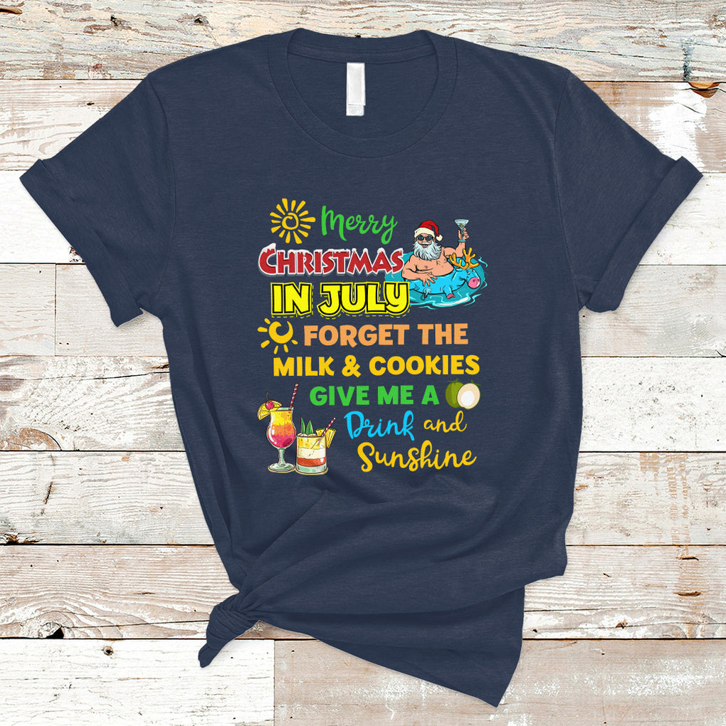 Merry Christmas In July Santa Summer Vacation Beach Party T Shirt TS02 Navy Printyourwear