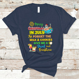 Merry Christmas In July Santa Summer Vacation Beach Party T Shirt TS02 Navy Printyourwear
