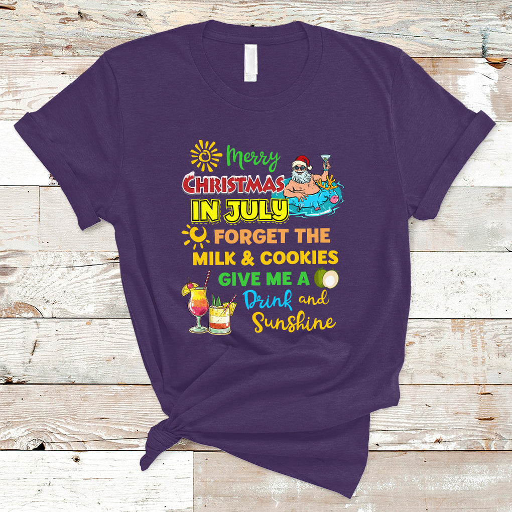 Merry Christmas In July Santa Summer Vacation Beach Party T Shirt TS02 Purple Printyourwear