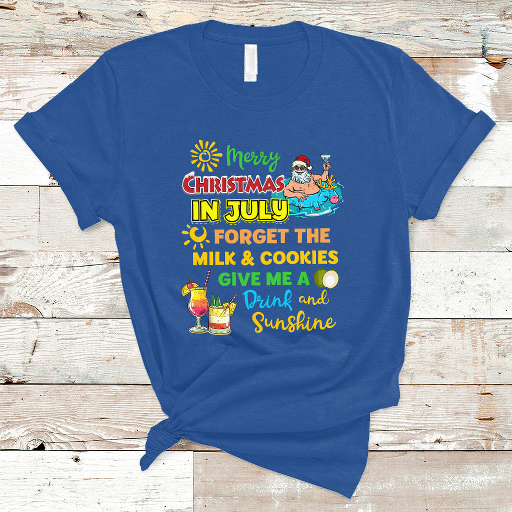 Merry Christmas In July Santa Summer Vacation Beach Party T Shirt TS02 Royal Blue Printyourwear