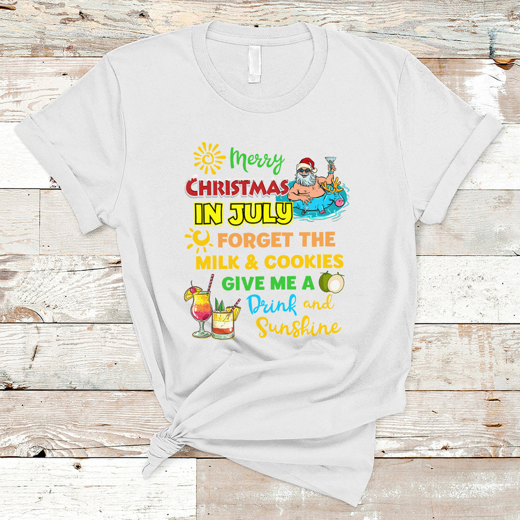 Merry Christmas In July Santa Summer Vacation Beach Party T Shirt TS02 White Printyourwear
