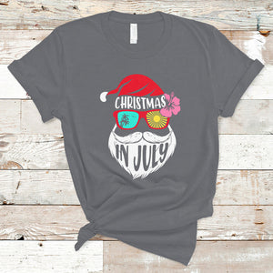 Funny Santa Christmas In July Beach Summer Vacation T Shirt TS02 Charcoal Printyourwear