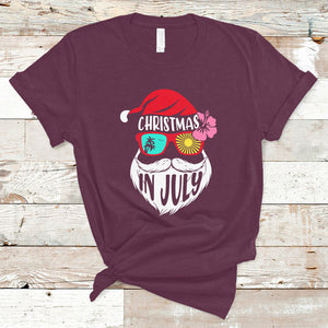 Funny Santa Christmas In July Beach Summer Vacation T Shirt TS02 Maroon Printyourwear