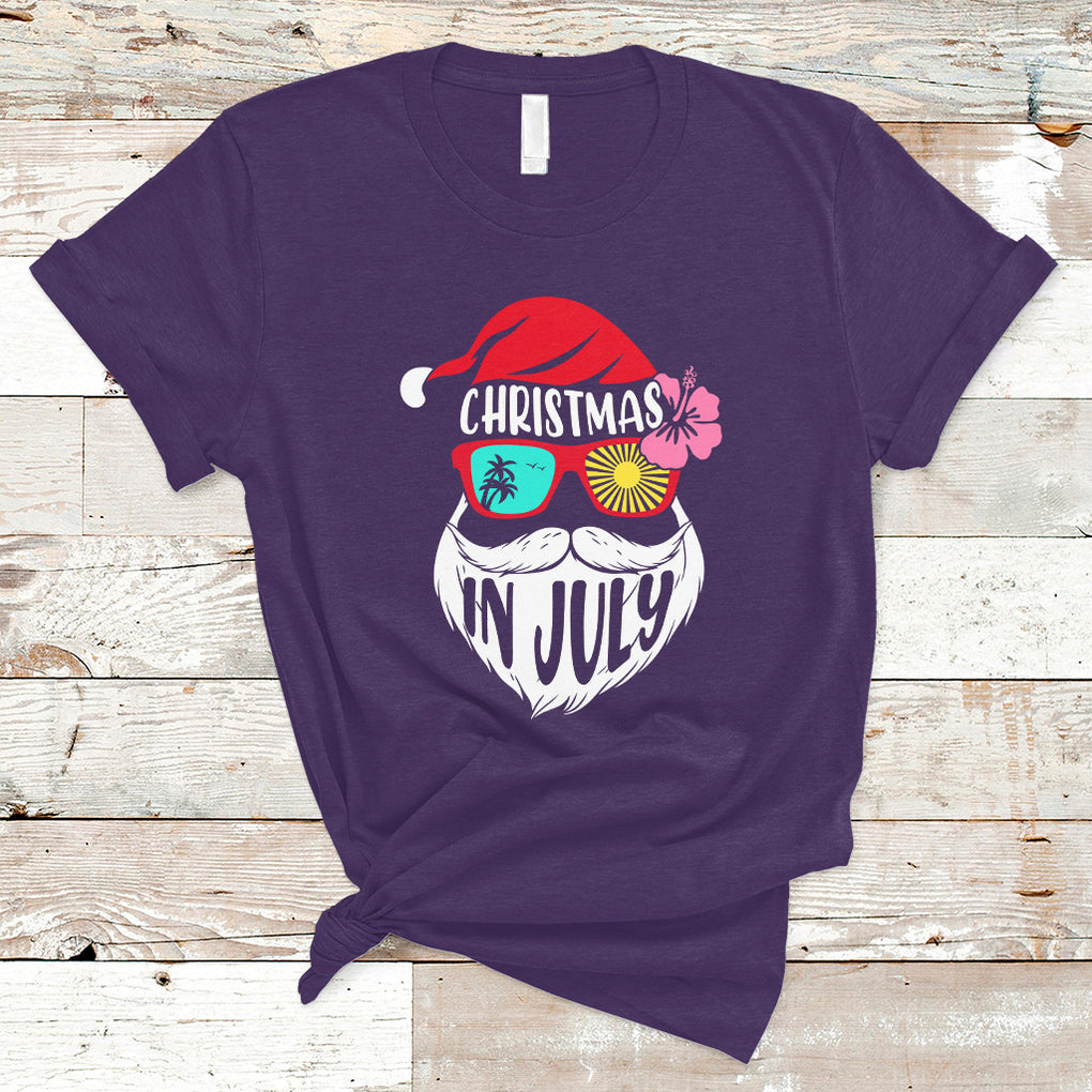 Funny Santa Christmas In July Beach Summer Vacation T Shirt TS02 Purple Printyourwear