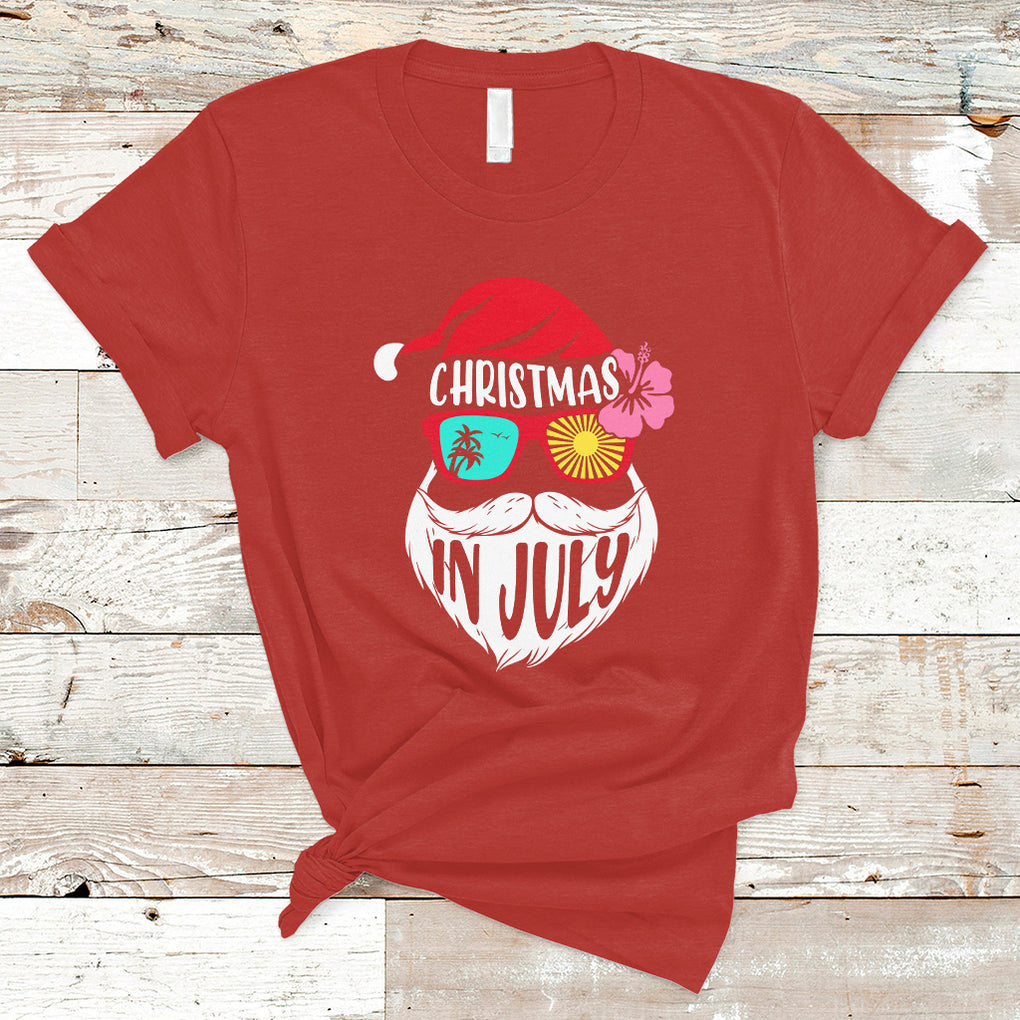 Funny Santa Christmas In July Beach Summer Vacation T Shirt TS02 Red Printyourwear