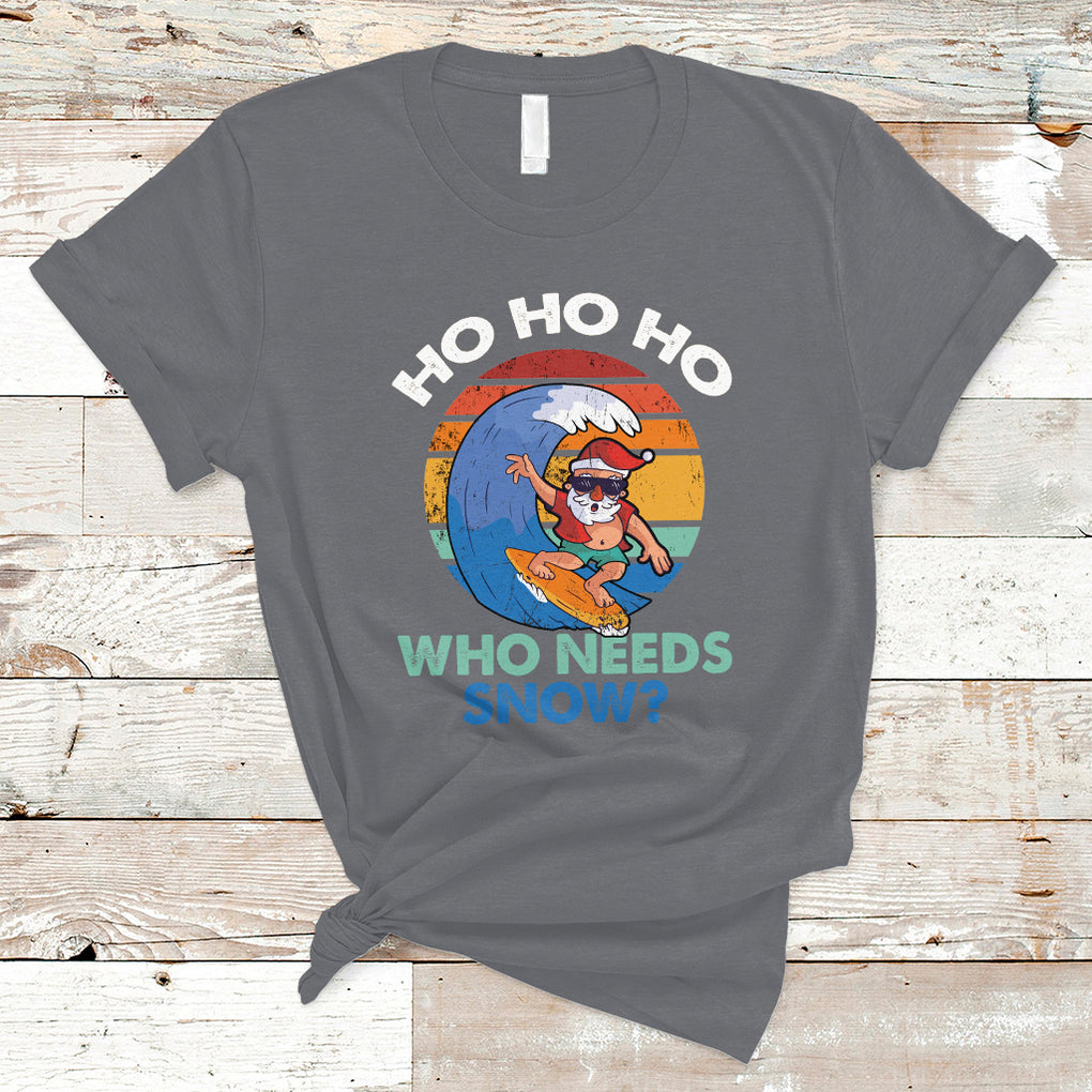 Funny Santa Surfing Christmas In July Summer Hawaii Beach T Shirt TS02 Charcoal Printyourwear