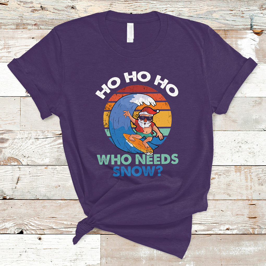 Funny Santa Surfing Christmas In July Summer Hawaii Beach T Shirt TS02 Purple Printyourwear
