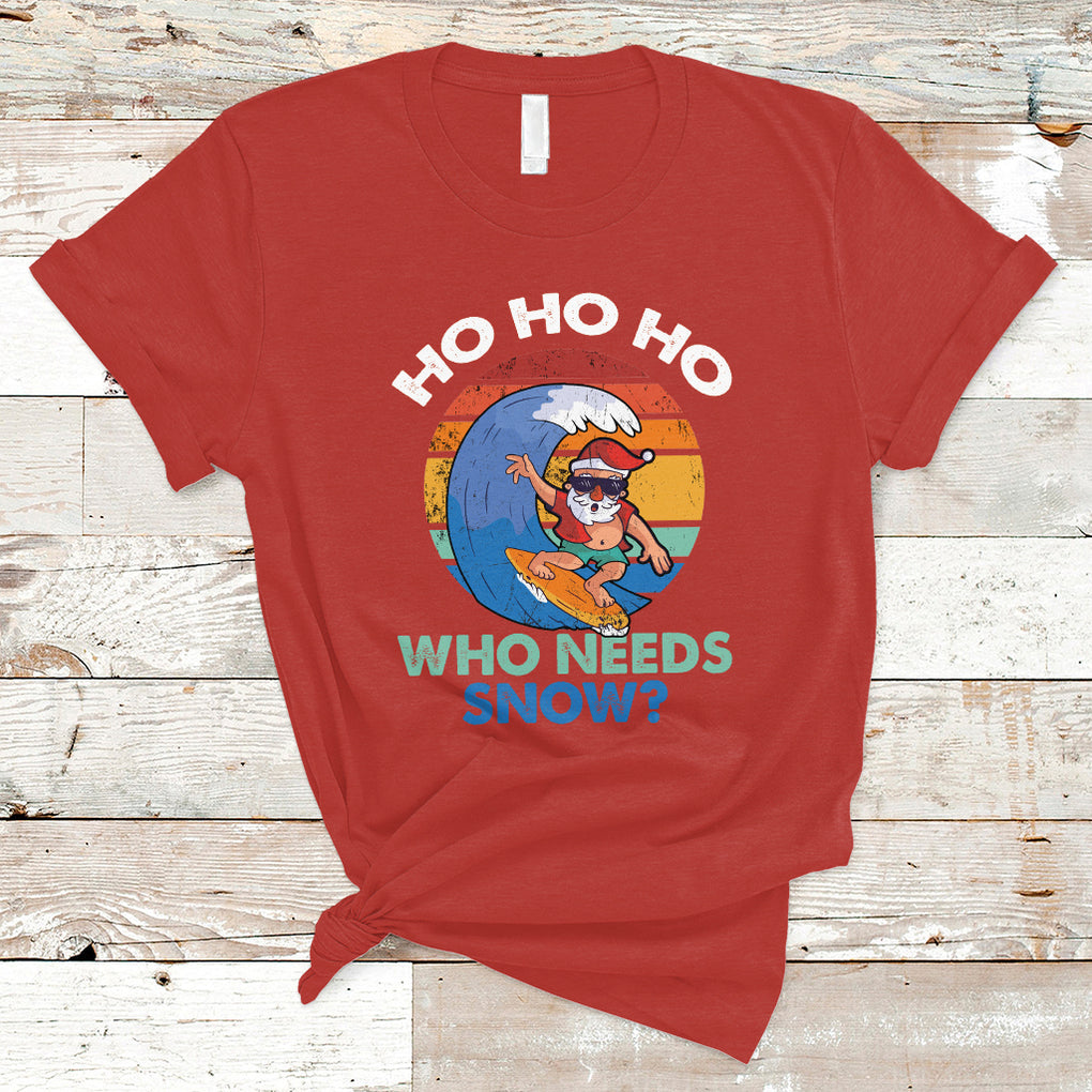 Funny Santa Surfing Christmas In July Summer Hawaii Beach T Shirt TS02 Red Printyourwear