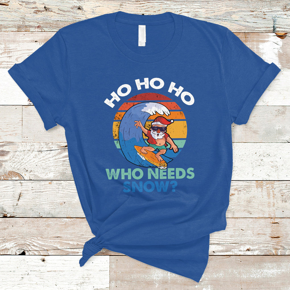 Funny Santa Surfing Christmas In July Summer Hawaii Beach T Shirt TS02 Royal Blue Printyourwear