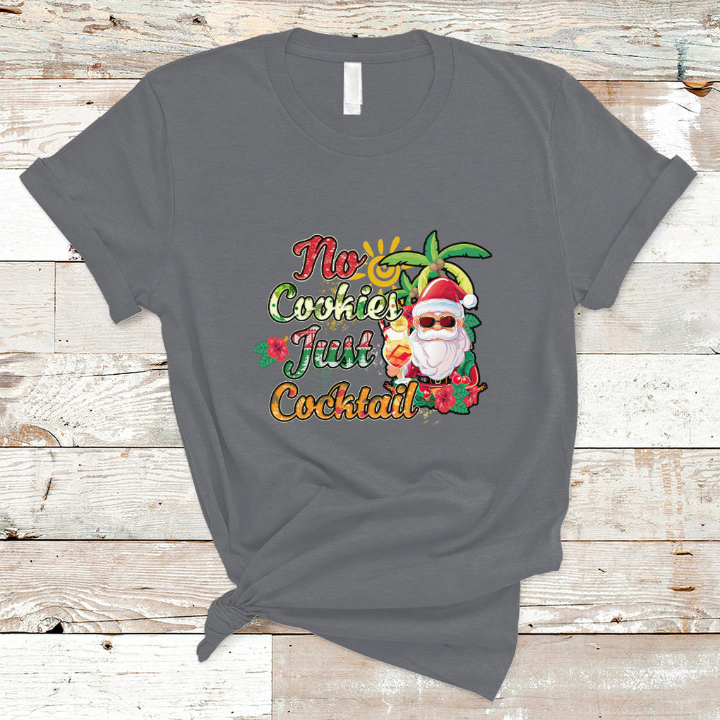 No Cookies Just Cocktails Hawaiian Santa Christmas In July T Shirt TS02 Charcoal Printyourwear