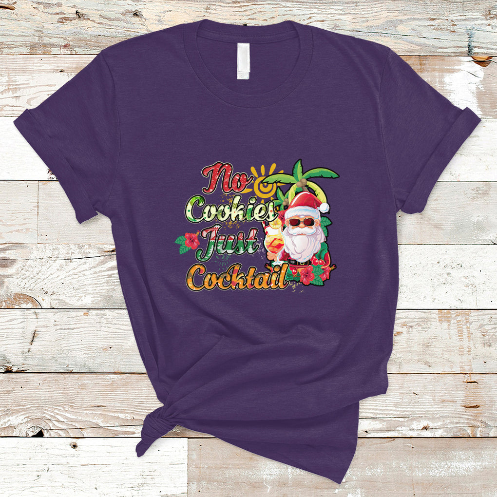 No Cookies Just Cocktails Hawaiian Santa Christmas In July T Shirt TS02 Purple Printyourwear