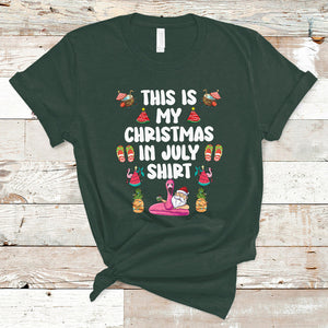 This Is My Christmas In July T Shirt Xmas Santa Summer Beach TS02 Dark Forest Green Printyourwear