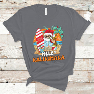 Mele Kalikimaka Palm Tree Hawaiian Santa Christmas In July T Shirt TS02 Charcoal Printyourwear